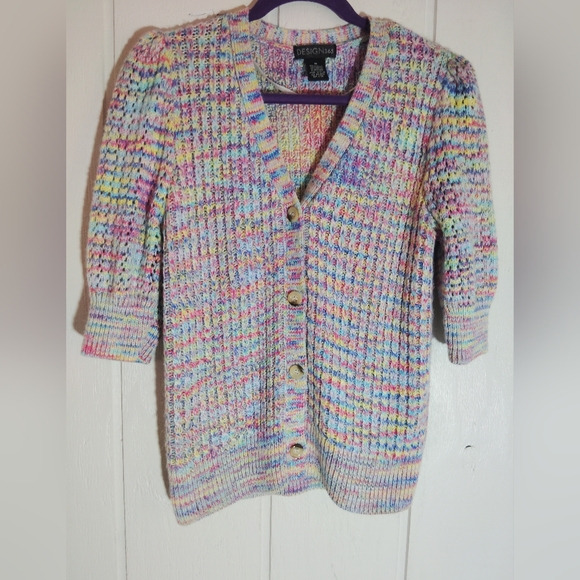 CLEAN!! DESIGN365, Multi Color, Knit Button Front Cardigan. Size M - Picture 1 of 8